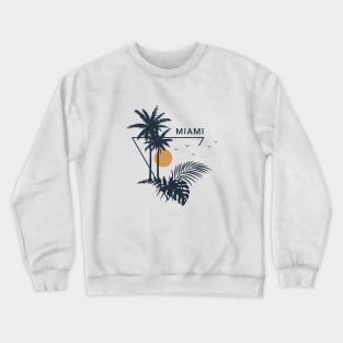 Palms In Tropical Leaves. Miami. Geometric Style Crewneck Sweatshirt